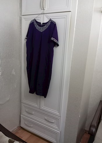 Mor Kısa Kollu Triko Midi Elbise - Görsel 3