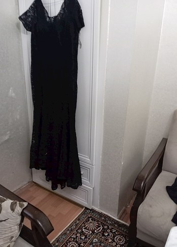 Dantelli Siyah Midi Gotik Elbise - Görsel 6