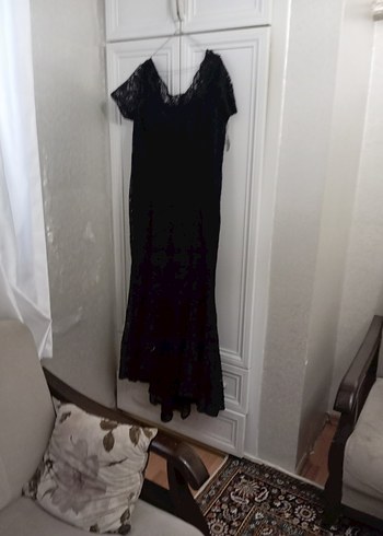 Dantelli Siyah Midi Gotik Elbise - Görsel 4