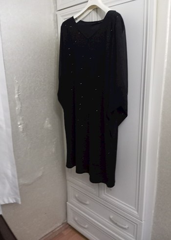 Siyah Uzun Kollu V Yaka Salaş Elbise - Görsel 5