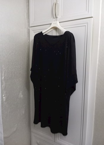 Siyah Uzun Kollu V Yaka Salaş Elbise - Görsel 4