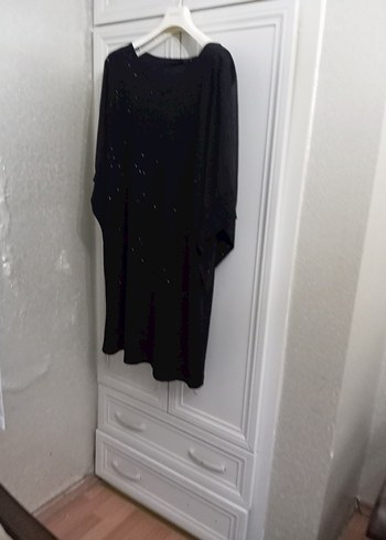 Siyah Uzun Kollu V Yaka Salaş Elbise - Görsel 3