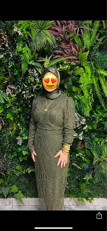 40 Beden haki Renk Satılık tesettür abiye