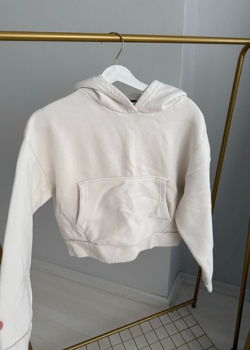 Kadın Beyaz Kapüşonlu Sweatshirt