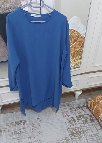 Diğer Kadın Mavi Uzun Kollu Salaş Tunik