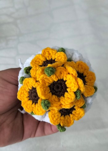 Sarı Ayçiçeği El Yapımı Buket Anahtarlık