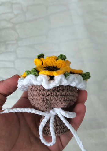 Diğer Sarı Ayçiçeği El Yapımı Buket Anahtarlık