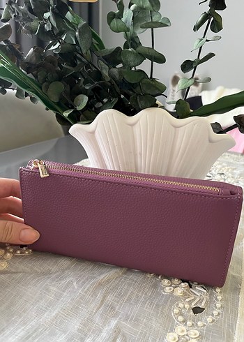 Mor Deri Kadın Portföy Cüzdan - Görsel 7
