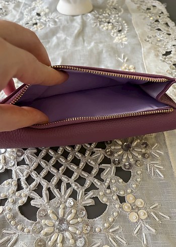 Mor Deri Kadın Portföy Cüzdan - Görsel 6