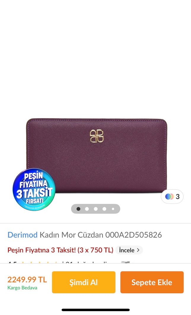 Mor Deri Kadın Portföy Cüzdan - Görsel 2