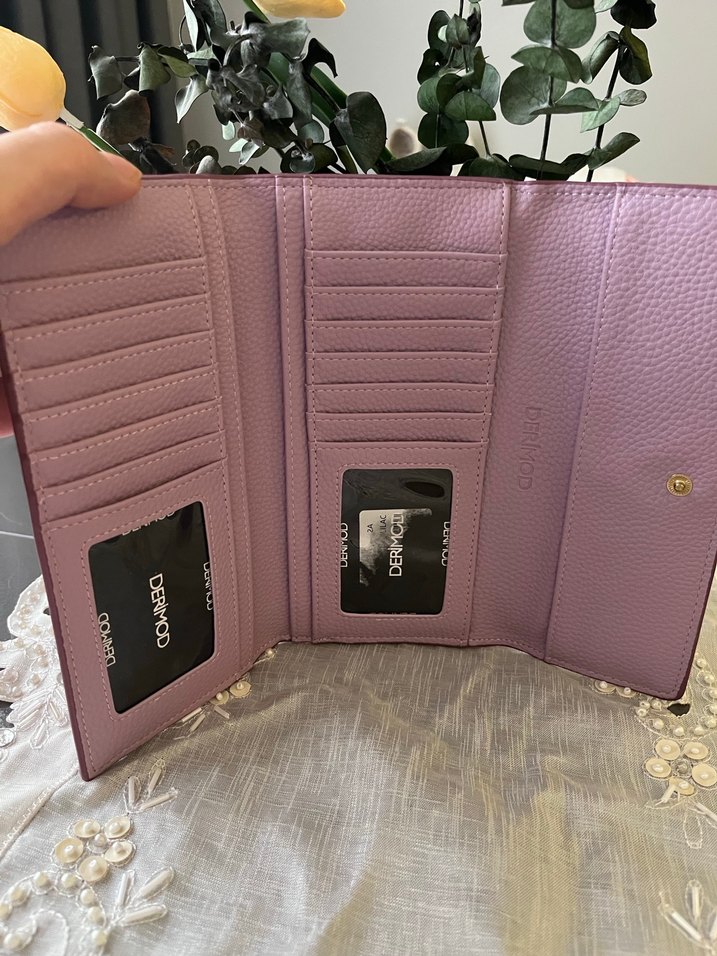 Mor Deri Kadın Portföy Cüzdan - Görsel 3