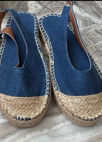 Kadın Kot Kumaşlı Dolgu Topuklu Sandalet - Görsel 4