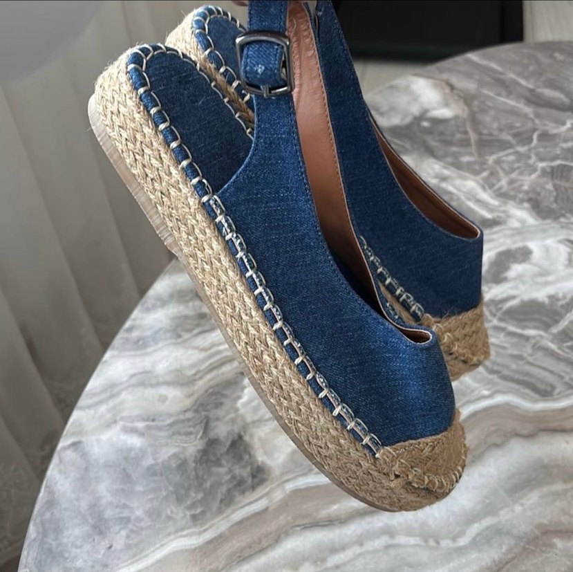 Kadın Kot Kumaşlı Dolgu Topuklu Sandalet - Görsel 2