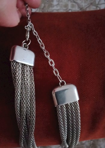 Gri Yılan Desenli Zincir Detaylı Uzun Kadın Kolye - Görsel 3