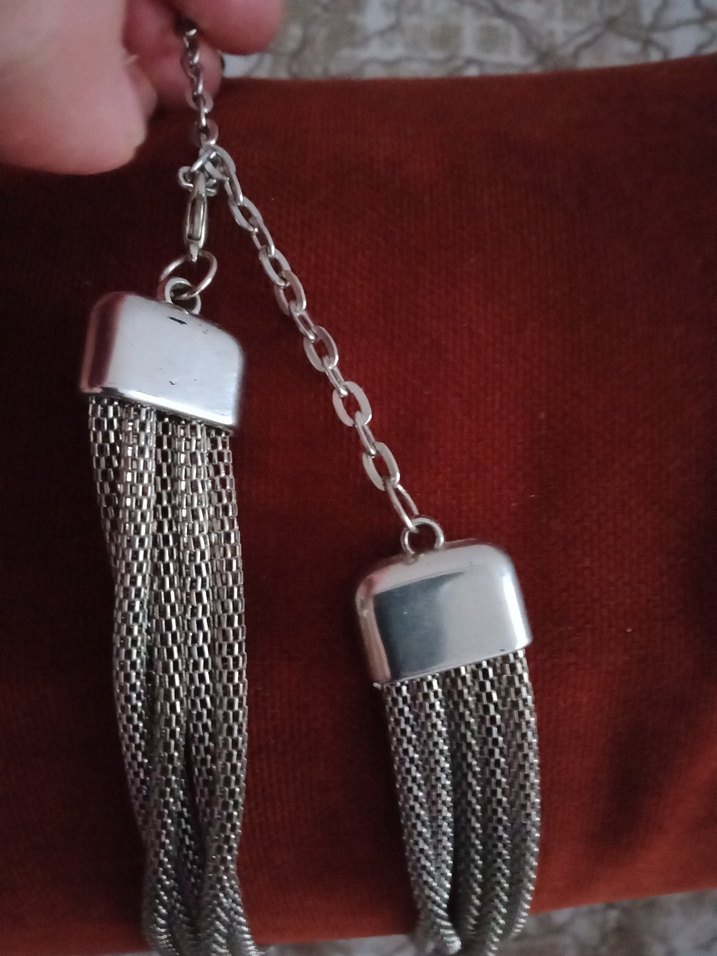 Gri Yılan Desenli Zincir Detaylı Uzun Kadın Kolye - Görsel 3