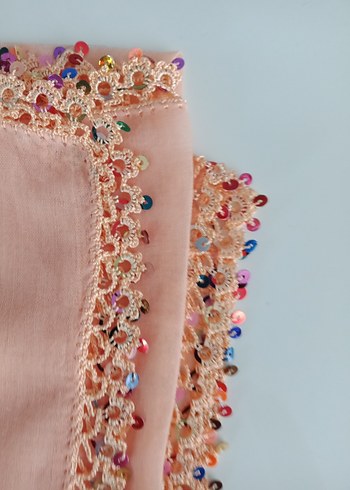 Renkli pul işlemeli tığ oyası Bohem Kadın tülbent - Görsel 4