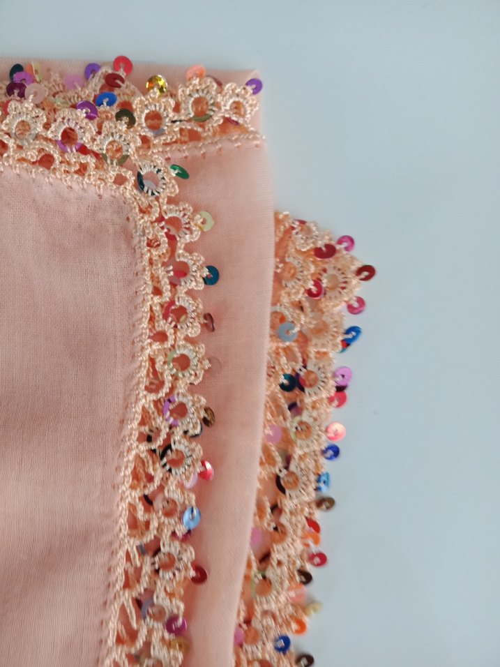 Renkli pul işlemeli tığ oyası Bohem Kadın tülbent - Görsel 4