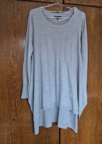 Gri Kadın Triko Uzun Kollu Bisiklet Yaka Kazak - Görsel 2