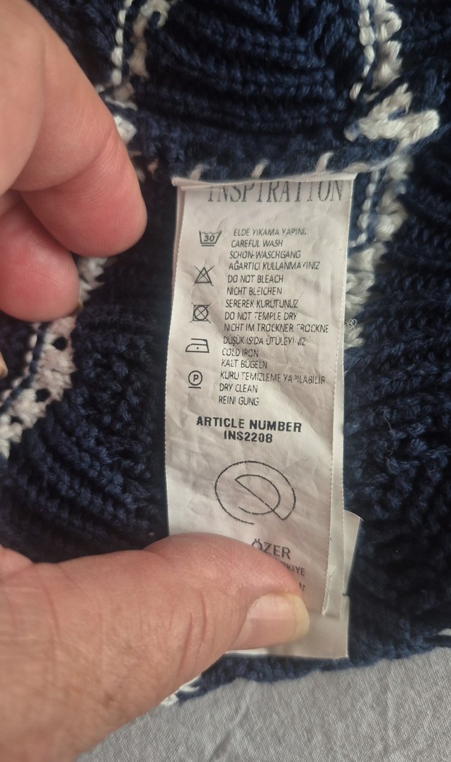 Kadın Lacivert Örgü Kısa Kollu süveter - Görsel 3