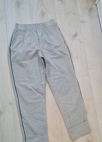 Bershka duble paça gri kumaş pantolon