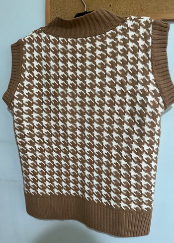 Kadın Kahverengi V Yaka Örgü Süveter - Görsel 4