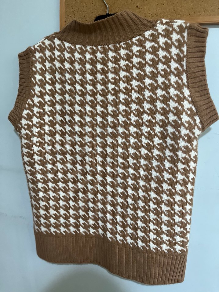 Kadın Kahverengi V Yaka Örgü Süveter - Görsel 4