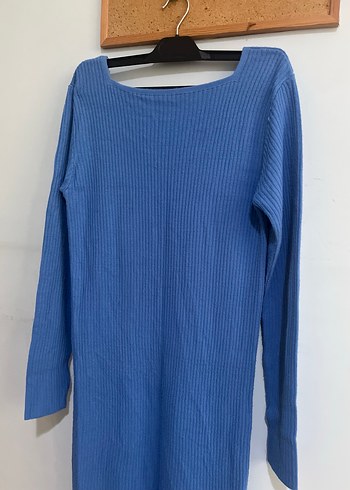 Mavi Fitilli Triko Midi Elbise - Görsel 6