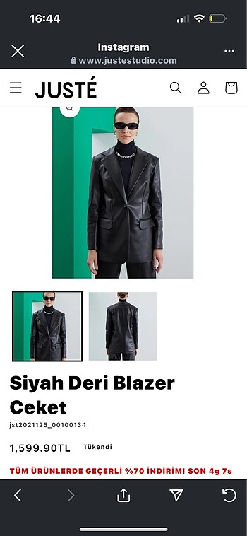 m Beden Deri Blazer Ceket