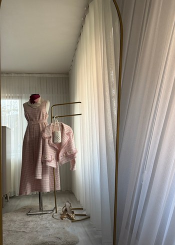 Düğmeli Pembe tüvit ceket ve Jile - Görsel 12