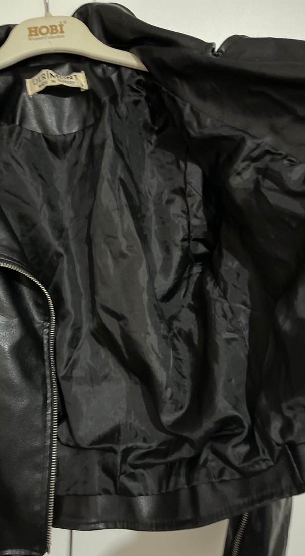 Siyah Deri Biker Ceket - Görsel 3
