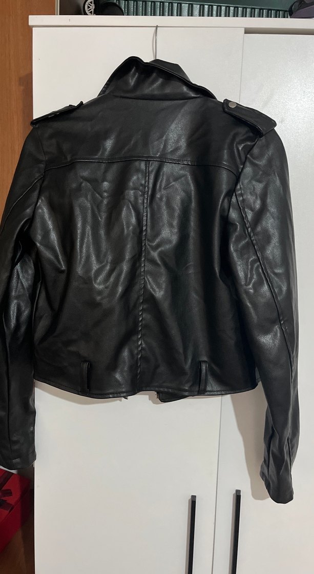 Siyah Deri Biker Ceket - Görsel 2