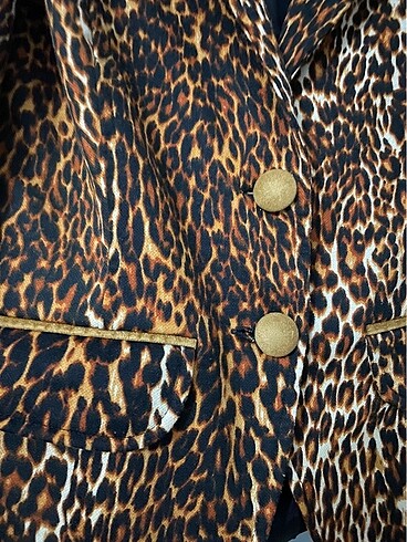 s Beden kahverengi Renk Vatkalı Vintage Leopar Ceket