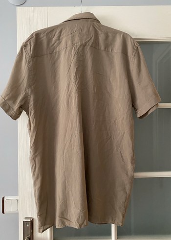 AVVA Bej Kısa Kollu Keten Erkek Gömlek - Görsel 2