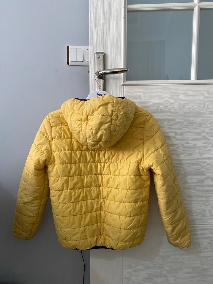 Kapüşonlu Sarı Erkek Çocuk Mont - Görsel 2