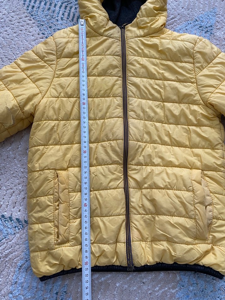 Kapüşonlu Sarı Erkek Çocuk Mont - Görsel 4