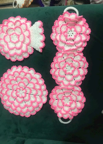 Pembe-Beyaz Örgü banyo lifi - Görsel 2