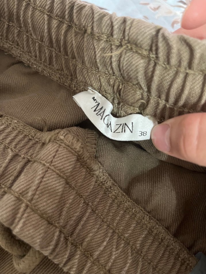 Haki  Kadın Salaş tensel Kumaş Pantolon - Görsel 3