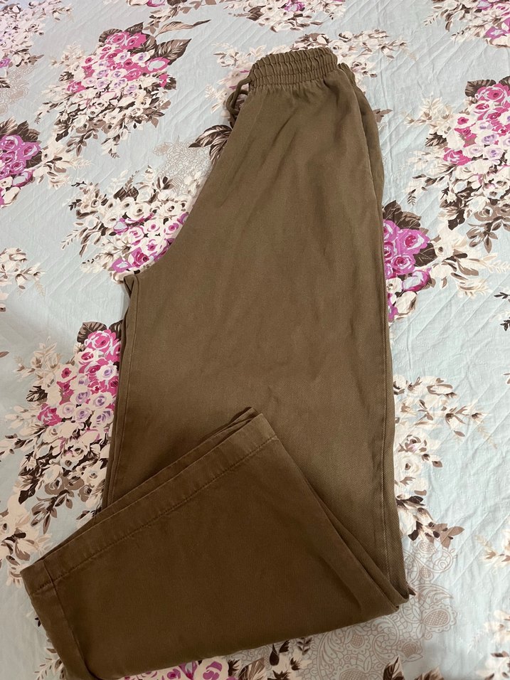 Haki  Kadın Salaş tensel Kumaş Pantolon - Görsel 2