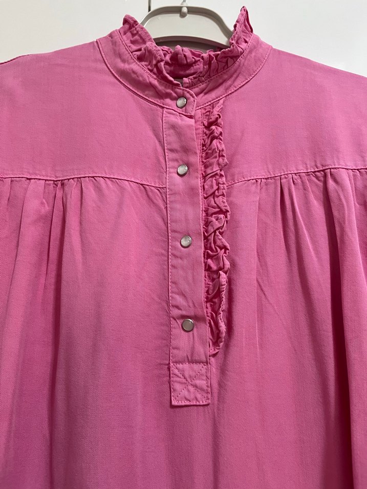 Pembe Düğmeli Bol Kesim tensel tunik - Görsel 2