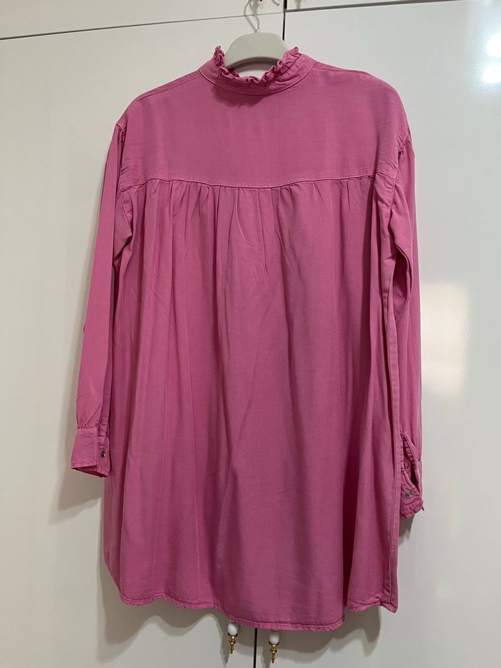 Pembe Düğmeli Bol Kesim tensel tunik - Görsel 4