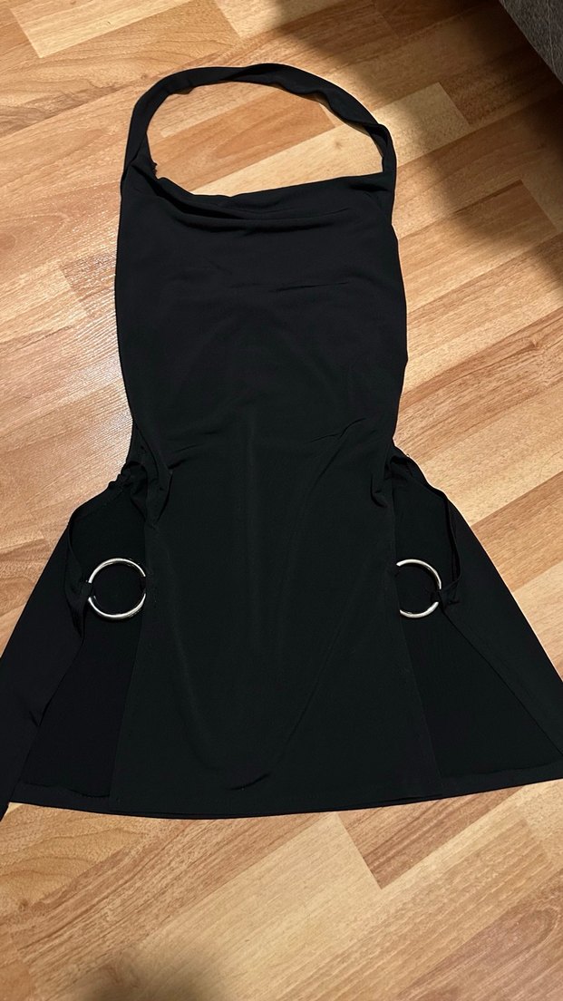 Siyah Halter Yaka Mini Elbise - Görsel 2