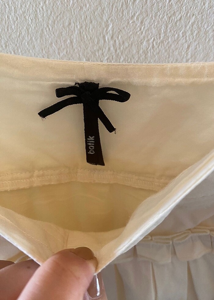 Batik Ekru Mini Elbise - Görsel 3