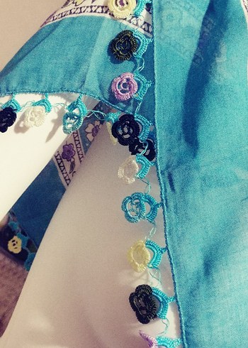 Çiçek İşlemeli Renkli yazma - Görsel 5