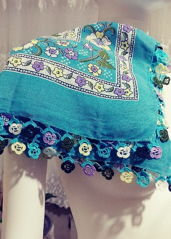 Çiçek İşlemeli Renkli yazma - Görsel 6