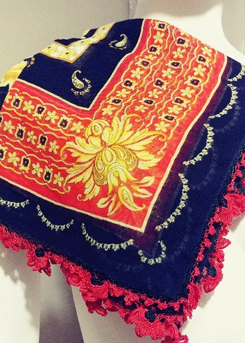 Kırmızı tığ oyalı yazma - Görsel 6