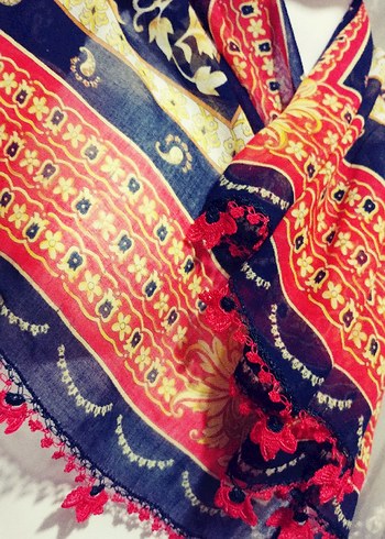 Kırmızı tığ oyalı yazma - Görsel 4