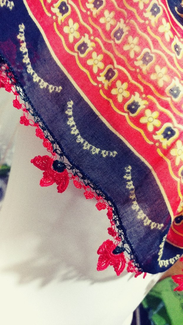 Kırmızı tığ oyalı yazma - Görsel 3