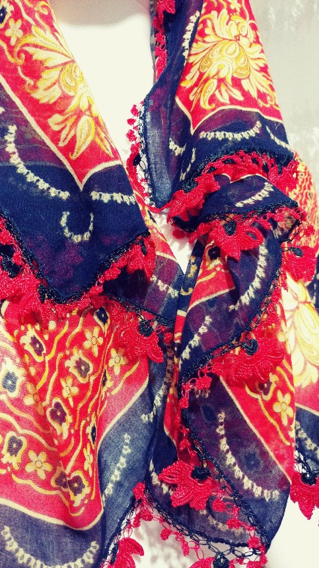 Kırmızı tığ oyalı yazma - Görsel 2