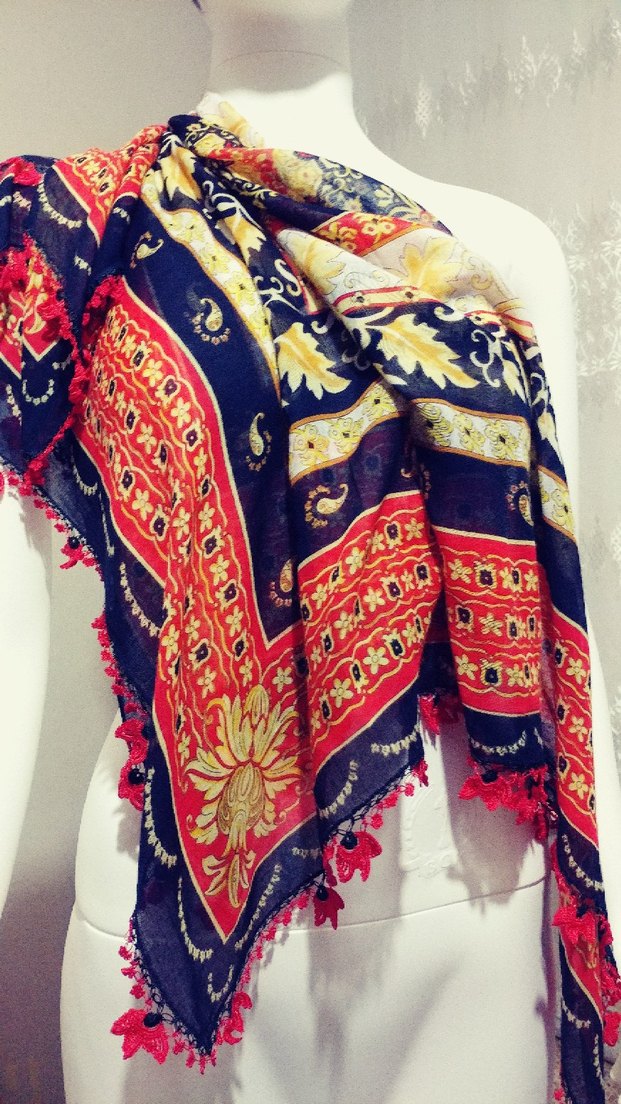 Kırmızı tığ oyalı yazma - Görsel 5