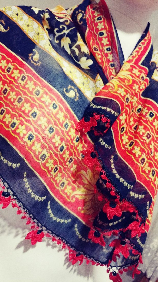 Kırmızı tığ oyalı yazma - Görsel 4